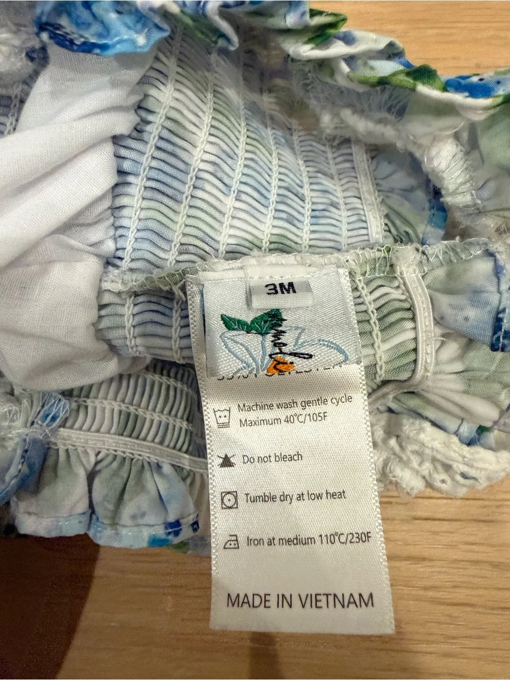 Baby Floral Smocked Ruffle Top - Blue & Green